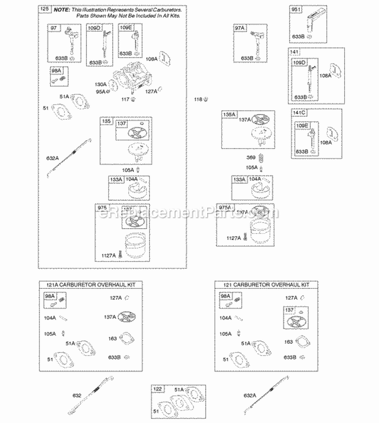 Carburetor Kit - Carburetor Overhaul Diagram and Parts List for 20H237-0113-E9  Briggs and Stratton Engine